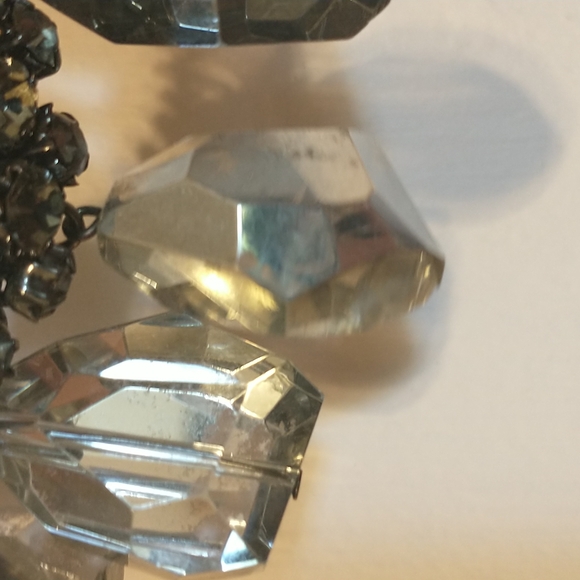 ABS black metallic statement necklace used w/ damages 13 to 15 inch drop length - Picture 3 of 4